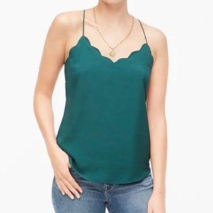 NWT J.Crew Scalloped Cami Emerald Green